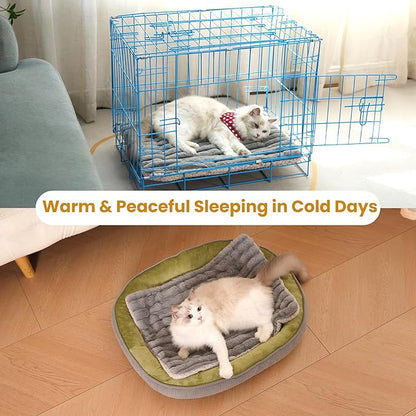 Self Warming Cat Bed, 30x22 Inch Reversible Two-Sided Use Self Heating Mat for Cats and Dogs, Washable Pets Crate Pad for Indoor & Outdoor Use, Non-Slip & Cozy Flannel Base
