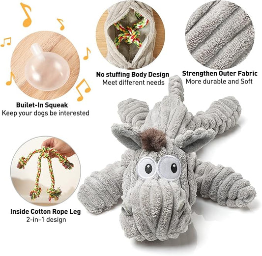 Dog Toy, Unstuffed Plush Toy for Large Breed, Cute Squeaky Dog Toys with Crinkle Paper, Big Puppy Chew Toys for Small, Middle, Large Breed