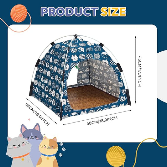 Lovely Blue Pet Cave - Indoor Cat Tent and Pet House, with Non-Slip Sole and Removable Cushion, Suitable for Small Dogs and Kittens