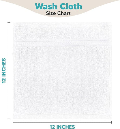 Towel and Linen Mart 100% Cotton- Wash Cloth Set -Pack of 4,Quick Dry,Luxurious,Absorbent,Soft Feel Spa & Hotel Perfect for Daily Use (12X12 White)