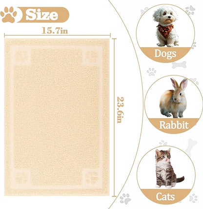 Darkyazi Pet Feeding Mat Large for Dogs and Cats,24"×16" Flexible and Easy to Clean Feeding Mat,Best for Non Slip Waterproof Feeding Mat. (Beige)