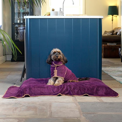 Lucky Pooch® Dog Robe - Luxurious Dog Bathrobe - Ultra Absorbent Dries Your Dogs in Minutes! Double-Layer, Super Soft Towel and Bath Robe All in One (S, Plum)