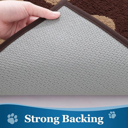 Buganda Dog Door Mat for Muddy Paws, Absorbent Dirt Trapper Washable Indoor Doormats, Non Slip Low-Profile Mud Mat for Dogs, Front Entrance Doormat for Inside Floor (36x24 Inches, Brown)