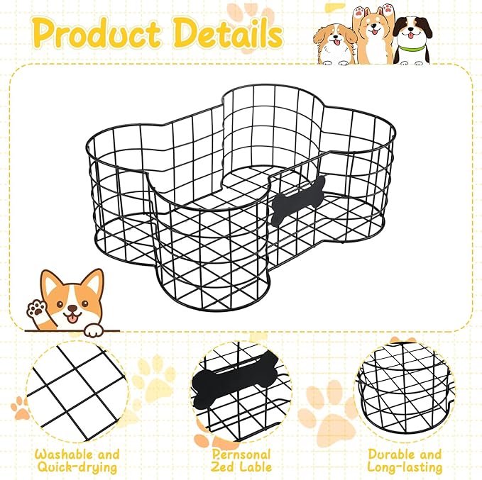 Vesici 2 Pack Metal Dog Toy Baskets Bone Shaped Dog Toy Storage Bins Container for Living Room Pet Chew Toys Chest Organizer Holder 16 x 12 x 6 Inch &15 x 11 x 6 Inch
