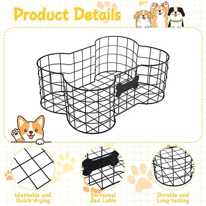 Vesici 2 Pack Metal Dog Toy Baskets Bone Shaped Dog Toy Storage Bins Container for Living Room Pet Chew Toys Chest Organizer Holder 16 x 12 x 6 Inch &15 x 11 x 6 Inch