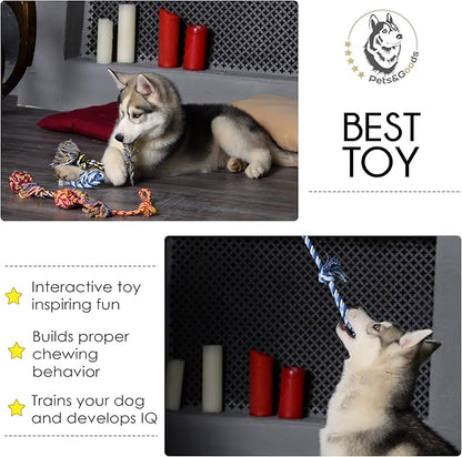 Pets&Goods Dog Rope Chew Toys – 5-Pack Durable Cotton Tug Toys for Puppies & Small/Medium Dogs – Dental Cleaning, Teething Relief, Washable & Safe Play