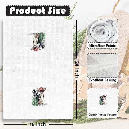 Golf Dog Kitchen Towels - Chihuahua Dish Towels, Sports Gifts, Pet Golf Club Decorative Absorbent Dishcloths Hand Towels for Kitchen Gym Spa Decor 16x24 Inches