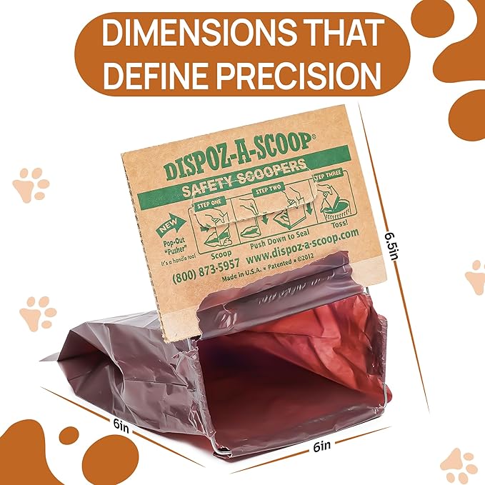 Dispoz-A-Scoop® 500 Pack"Scoop-Seal-Dispose” Dog Pooper Scooper with Bag Attachment, No-Touch Pooper Scoopers Solution, Portable Pooper Scooper for Dogs Large and Small, Dog Poop Scooper for Yard Walk