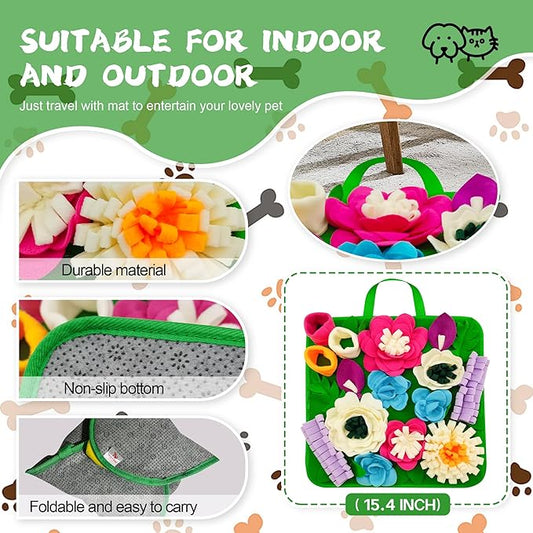 Snuffle Mat for Dogs Sniffing Feeding Mat for Small and Medium Breed Dogs and Cats Non-Slip/Portable/Durable Interactive Puzzle Pet Puppies Toys Encourages Natural Foraging Skills