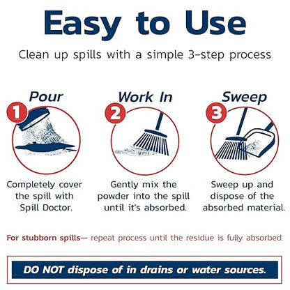 Absorbent Powder for Liquid Spills, Pet Accidents, Grease, Oil and Biohazards - A Quick Cleaning Solution for Home, Industrial, and Commercial Use