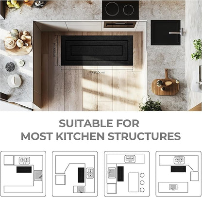GRANNY SAYS Kitchen Mats for Floor, 47 x 20, Kitchen Rugs Non Slip Washable, Thick Floor mats for Kitchen, Laundry, Kitchen Carpet Non Skid, Black