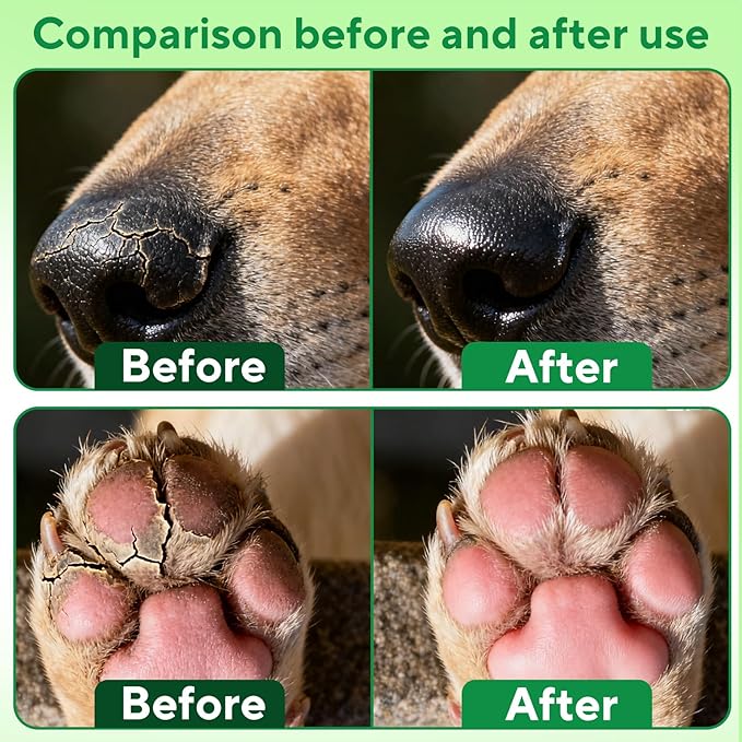 Lick-Safe Dog Paw & Nose Balm, Dog Paw Wax Protector with Coconut Oil, Moisturizer Soother Dry Cracked Snout & Pads, All-Natural Nose Butter & Cream for Horse Hoof, Cat Petts Care, 2.8oz/80g