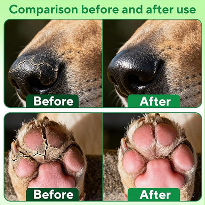 Lick-Safe Dog Paw & Nose Balm, Dog Paw Wax Protector with Coconut Oil, Moisturizer Soother Dry Cracked Snout & Pads, All-Natural Nose Butter & Cream for Horse Hoof, Cat Petts Care, 2.8oz/80g