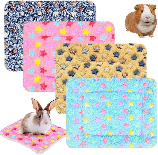 Jetec 4 Piece Guinea Pig Blankets 10 x 11 Inch Absorbent Washable Small Animal Fleece Bedding Reusable Pet Pee Sleep Mat Pad Cover for Chinchilla Hamster Ferret Rabbit