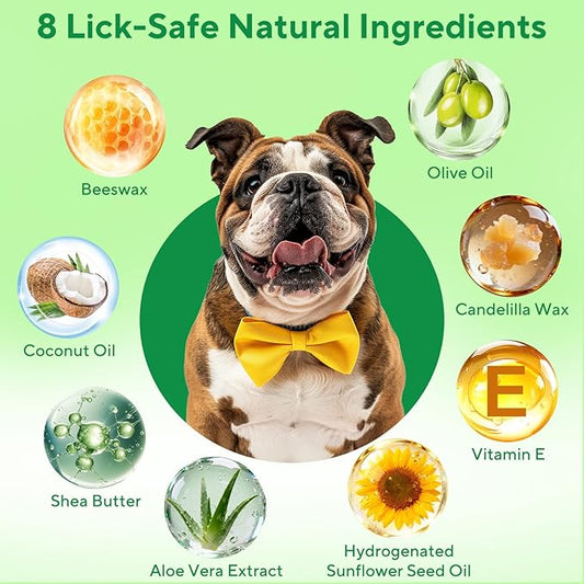 Lick-Safe Dog Paw & Nose Balm, Dog Paw Wax Protector with Coconut Oil, Moisturizer Soother Dry Cracked Snout & Pads, All-Natural Nose Butter & Cream for Horse Hoof, Cat Petts Care, 2.8oz/80g