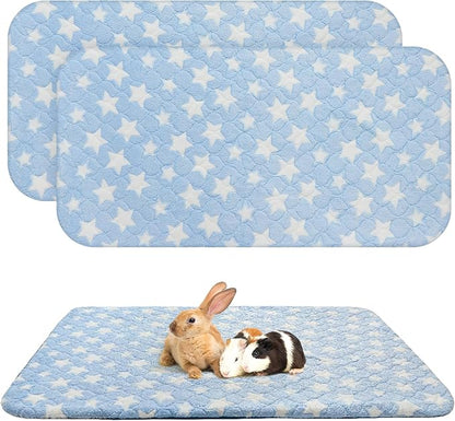 Homimp 2 Pack Guinea Pig Bed, Waterproof Reusable Small Animal Bed,Super Absorbent Pee Pad Mat for Rabbit Bunny Hamster Rat Hedgehog Chinchilla,Washable Fleece Cage Liners, Blue 24"x47"