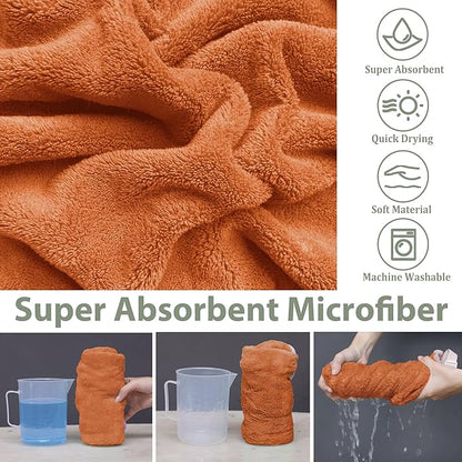 Dog Bathrobe Super Absorbent Towel Robe - Microfiber Bath Towels Fast Drying Coat for Dogs, Cute Dogs Clothes Adjustable Collar & Belly Strap Warm Keeping Hooded Dog Towel (Orange, XX-Large)