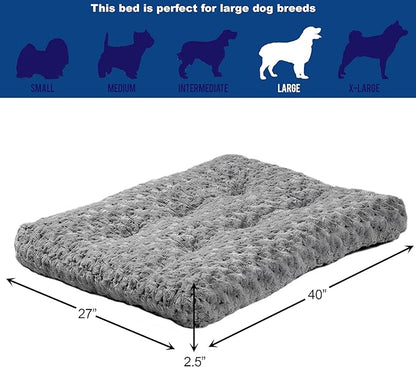 MidWest Homes for Pets Large QuietTime Deluxe Gray Ombré Swirl Plush Pet Bed, Machine Washable, Non-Skid Bottom, Soft Crate Mat for 42-inch Crates
