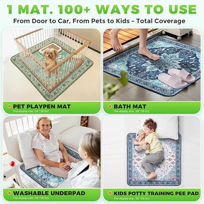 Hompet 2 Pack Super Absorbent Dog Door Mat for Muddy Paws, Washable Pee Pads for Dogs, Reusable Puppy Training Pads, Quick Dry Non-Slip Pet Entryway Rug, Leak-Proof Potty Pad for Indoor Floors 36x36