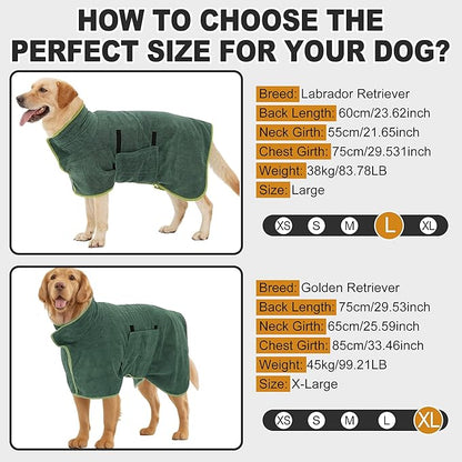 Super Absorbent Dog Bathrobe, Microfiber Dog Drying Coat Dog Bath Robe Towel for Small, Medium & Large Dogs, Quick Drying, Warm Keeping Dog Robes for After Bath Supplies