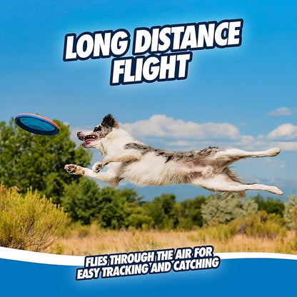 Chuckit! Max Glow Paraflight Flying Disc Dog Toy - Water Floating Flyer - Durable Nylon Construction with Soft Rubber Edges - For Medium and Large Dogs - Size Large - 9.75" L x 9.75" W - Pack of 1