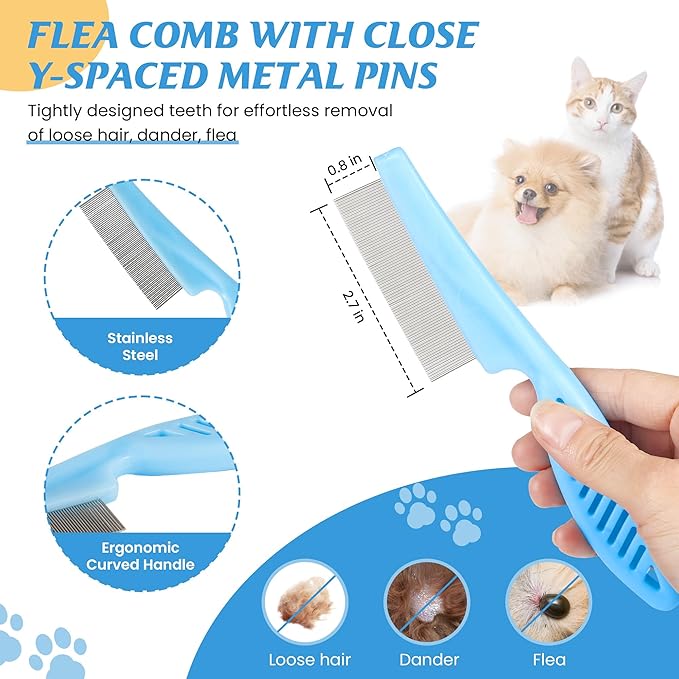 6 In 1 Dog Brush Dog Grooming Kit Undercoat Rake, Slicker Brush, Deshedding Comb, Nail Clipper for Long & Short Haired Dogs & Cats