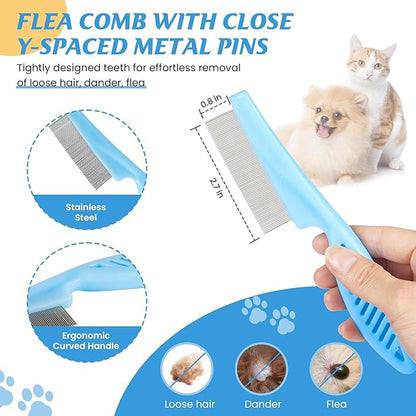 6 In 1 Dog Brush Dog Grooming Kit Undercoat Rake, Slicker Brush, Deshedding Comb, Nail Clipper for Long & Short Haired Dogs & Cats