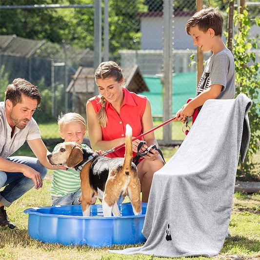 Extra Large Dog Towel Super Absorbent Soft Microfiber Pet Bath Grooming Towels for Drying Dogs and Other Pets (XL-55" * 36", Grey)