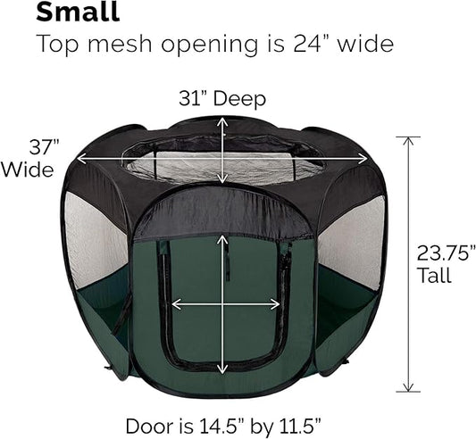 Furhaven Portable Dog Playpen Cat Tent, Pet playground,Kennel foldable indoor outdoor zippered puppy crate - Hunter Green, Small