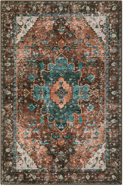 Ciicool Washable Runners Area Rug for Hallways, Ultra Soft 2'6 "x8' ft Boho Print Non-Slip Vintage Oriental Medallion Long Carpet for Kitchen Bedroom Laundry Bathroom