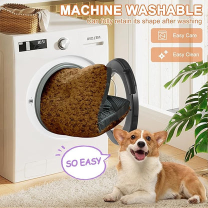 POCBLUE Deluxe Washable XXL Dog Bed for Large Dogs Dog Crate Mat 47 Inch Comfy Fluffy Kennel Pad Anti-Slip for Dogs Up to 110 lbs, 47" x 29", Brown
