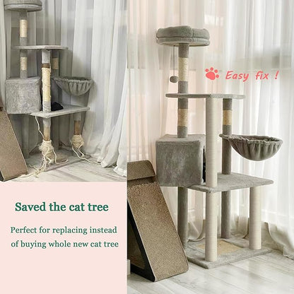 Cat Tree Replacement Post, 2 Pack 9.84in (Connectable to 19.7in/50cm) Cat Scratching Post with M8 Screws, Natural Sisal Cat Tower Parts for Cat Tree Repair