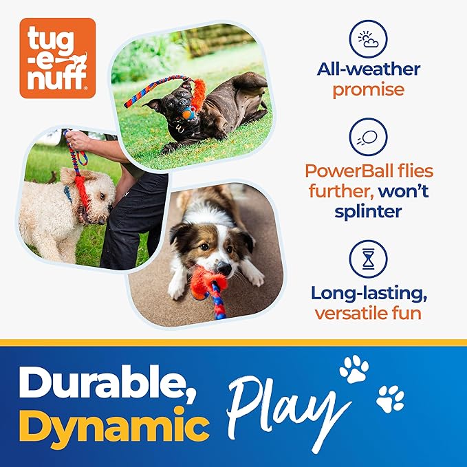 Tug-E-Nuff Fauxtastic PowerBall Bungee, Durable, Faux-Fur Fetch & Tug of War Dog Toy with Rubber Ball, Interactive Dog Tug Toys for Training Small, Medium, Large Dogs, 25 in, Pink Pattern