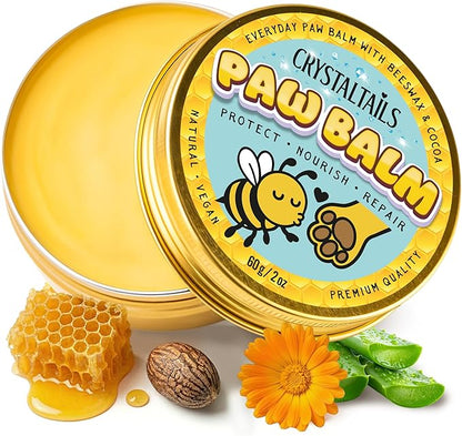 Dog Paw Balm for Dogs – Lick Safe Paw & Nose Balm for Dry, Cracked Paws, Non-Toxic Daily Paw Care, with Beeswax & Cocoa Butter (2oz) (60g)