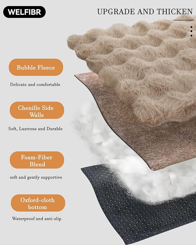 Dog Bed with Shredded Foam Filling, 35" * 25" Calming Pet Sofa with Removable Washable Cover, Soft Faux Fur Bolster Couch for Dogs, Anti-Slip Bottom (Taupe, Small)