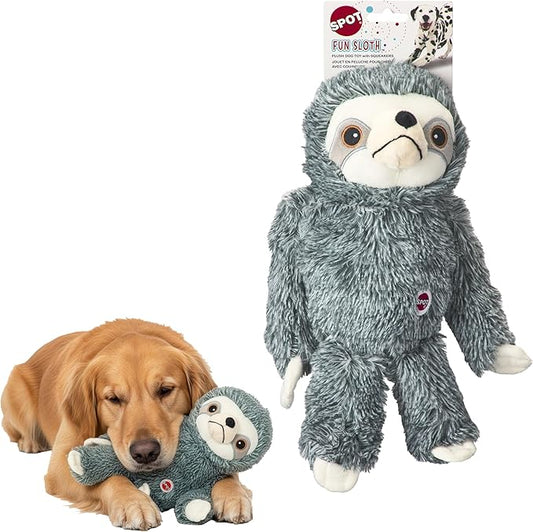 SPOT Fun Sloth Dog Toy - Soft, Stuffed, Squeaky, Plush Fabric Toy for Medium and Large Dogs and Puppies, Enrichment for Light Chewers and Cuddlers, 13in