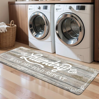 Pauwer Laundry Room Rug Runner 20"x60" Waterproof Rubber Laundry Mat Non Slip Kitchen Mats for Floor Washable Floor Mat Runner Rug for Farmhouse Mudroom Washroom Bathroom Decor