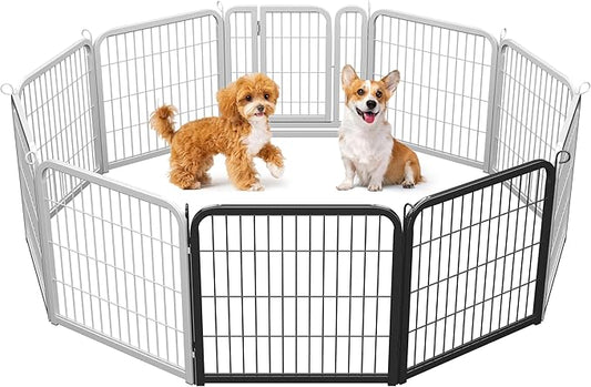 Yaheetech Dog Playpen, 24 inch 2 Panels Dog Pen for Indoor Heavy Duty Puppy Exercise Pen Metal Pet Fence for RV Camping/Yard/Garden