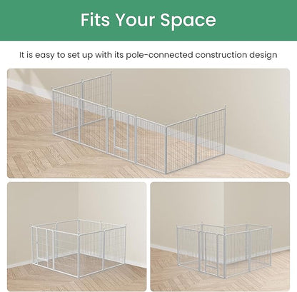 HealSmart Dog Playpen Indoor, Puppy Playpen Indoor Outdoor for Yard, Camping, RV, 32" Height 16 Panels Heavy Duty Dog Pen for Small/Medium Dogs, White