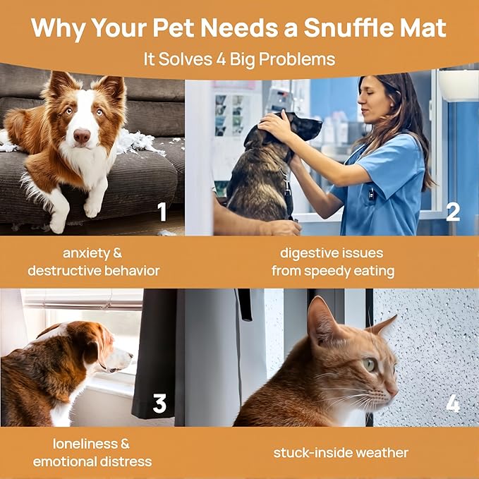 Snuffle Mat for Dogs, Cats, Rabbits, Guinea Pigs, Durable Washable Pet Feeding Mat, Flower & Grass Slow Feeder, Nose Work Training Pad, Anxiety Relief & Mental Stimulation(S, Yellow)