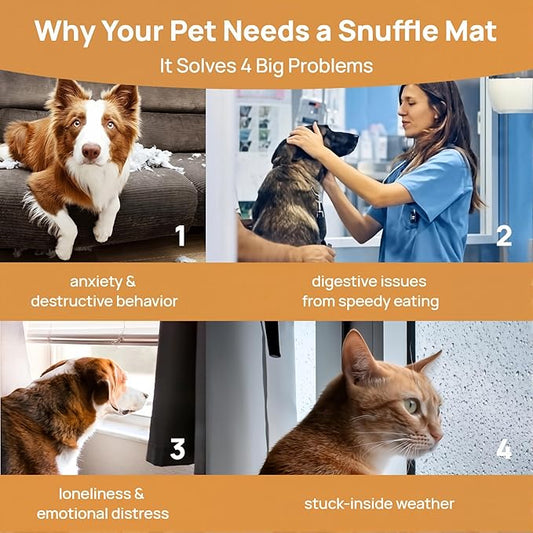 Snuffle Mat for Dogs, Cats, Rabbits, Guinea Pigs, Durable Washable Pet Feeding Mat, Flower & Grass Slow Feeder, Nose Work Training Pad, Anxiety Relief & Mental Stimulation(S, Rose Red)
