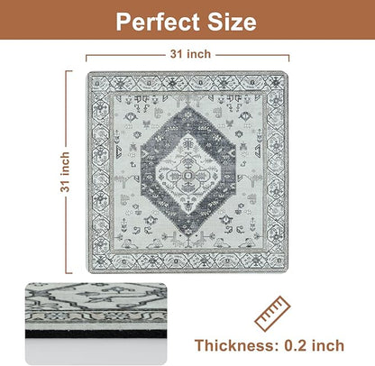 OJIA Stair Treads for Wooden Steps Non-Slip Landing Mat Stair Rug with Rubber Backing, Stair Runner Matching Mat Safety Rugs for Family, Absorbent Washable 31x31 inch, Gray