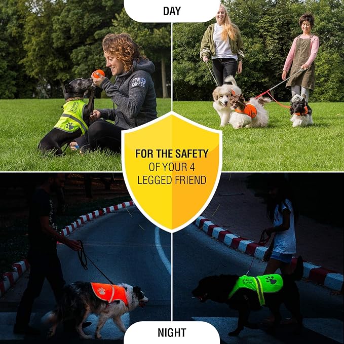 Safety Reflective Vest for Dogs - High Visibility for Outdoor Activity Day and Night, Protect Your Pet from Cars & Hunting Accidents
