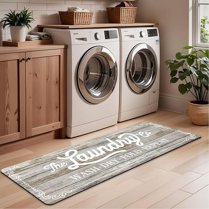 Pauwer Laundry Room Rug Runner 20"x60" Waterproof Rubber Laundry Mat Non Slip Kitchen Mats for Floor Washable Floor Mat Runner Rug for Farmhouse Mudroom Washroom Bathroom Decor