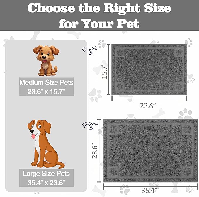 Darkyazi Pet Feeding Mat Large for Dogs and Cats,24"×16" Flexible and Easy to Clean Feeding Mat,Best for Non Slip Waterproof Feeding Mat. (Grey)