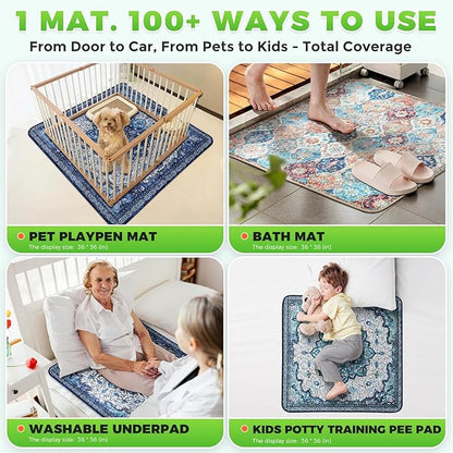 Hompet 2 Pack Super Absorbent Dog Door Mat for Muddy Paws, Washable Pee Pads for Dogs, Reusable Puppy Training Pads, Quick Dry Non-Slip Pet Entryway Rug, Leak-Proof Potty Pad for Indoor Floors 54x54