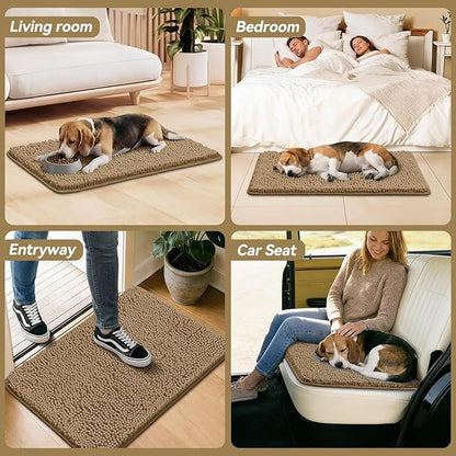 Bcoimo Super Absorbent Dog Door Mat, 36"*24" Anti Slip Mat for Muddy Paws, Pet Rugs for Dirty Paws Washable That Absorbs Moisture and Dirt, for Dog Cage and Pet Resting Carpet