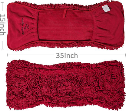 Patas Lague Absorbent Dog Towel for Drying Dogs Large, 35''x15'' Extra Large Microfiber Quick Drying Pet Bath Towel with Hand Pockets, Machine Washable Pet Shammy Wine Red