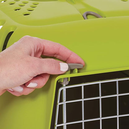MidWest Homes for Pets Spree Travel Carrier – Hard-Sided Dog & Cat Carrier, Small Pet Travel Crate with Handle, Ventilated Design, Easy Assembly, 24-Inch, Green