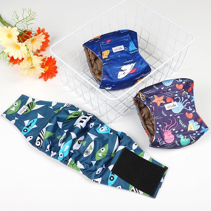 5 Pack Dog Diapers Male Reusable, Premium Belly Bands for Dogs, High Absorbing Male Dog Pee Wraps for Doggie in Incontinence or Excitable Urination and Training M